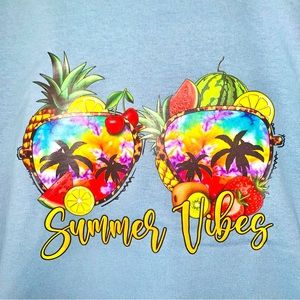 Summer Vibes Beach Shirt, Retro Summer Beachy Tropical Pineapple Tee Shirt XL